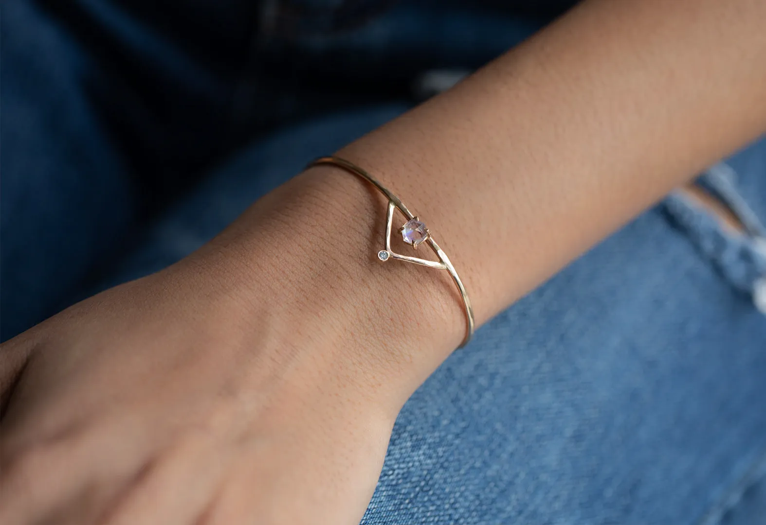 Moonstone   Diamond Crown Bracelet