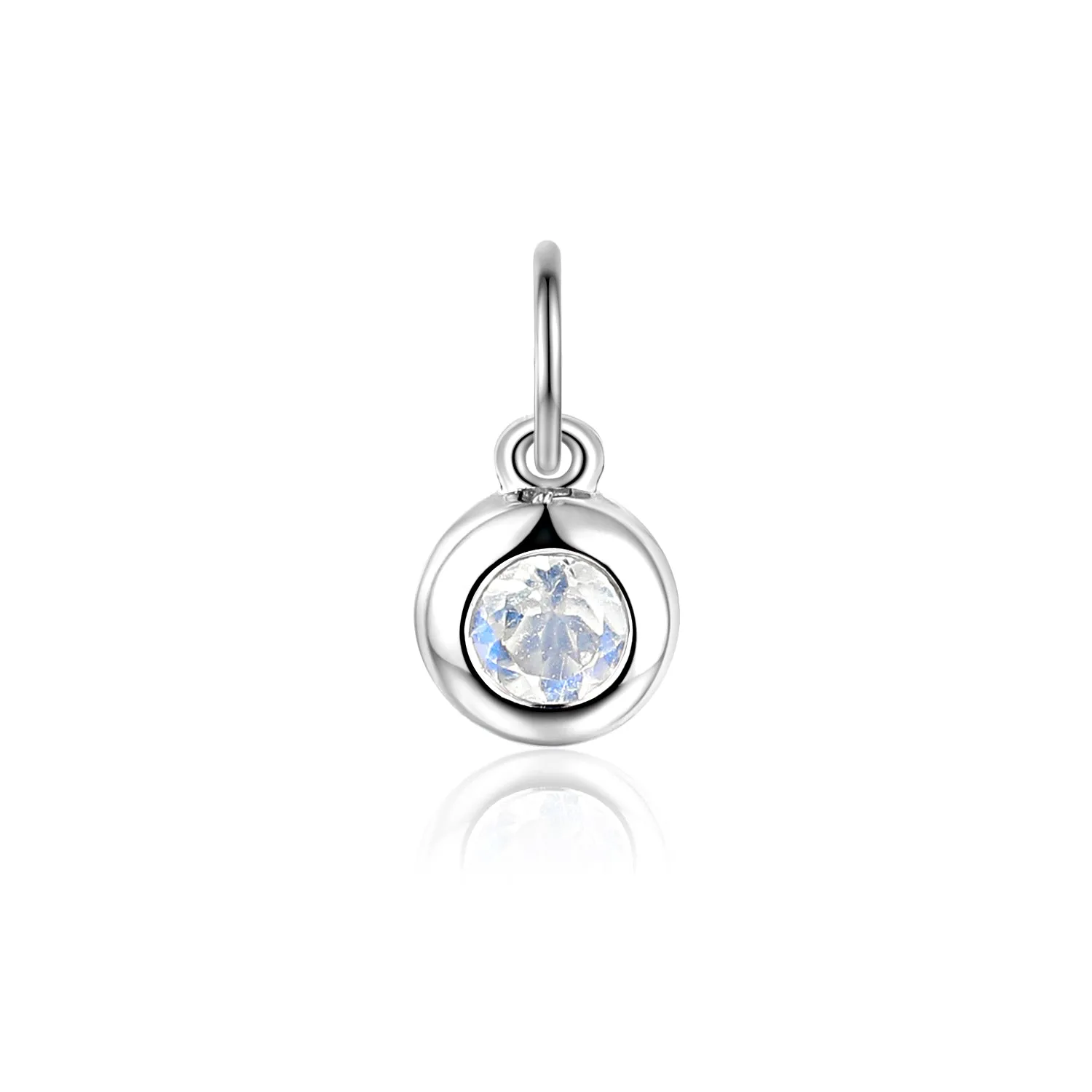 Moonstone Rubover Birthstone Charm - 9ct White Gold - NTCH409MOON-9WG