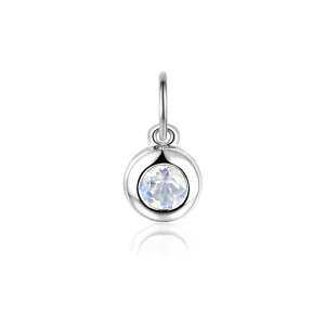 Moonstone Rubover Birthstone Charm - 9ct White Gold - NTCH409MOON-9WG