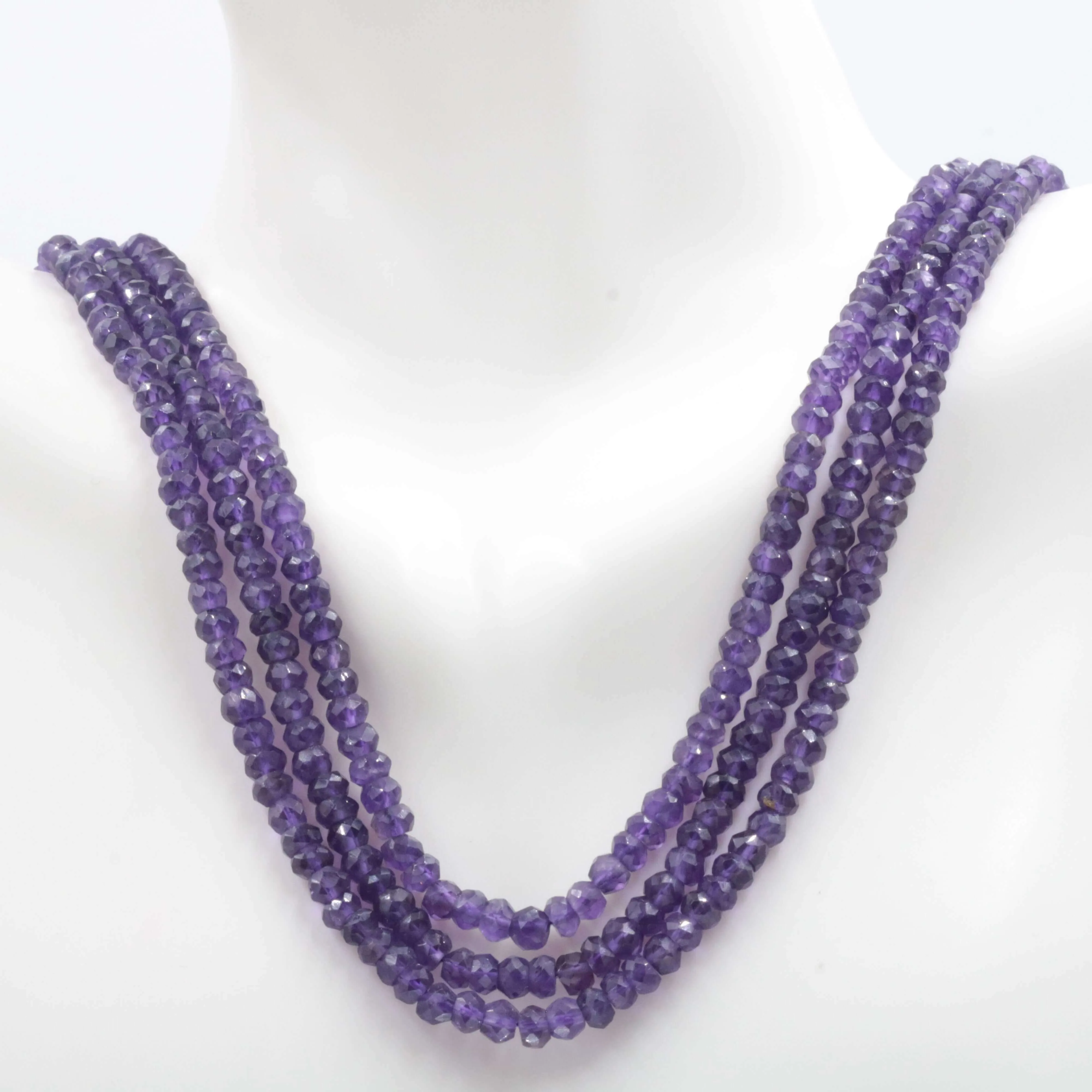 Natural African Amethyst Quartz Multi- Strand Faceted Bead Necklace Amethyst Necklace Necklace SKU 6142708 6142709