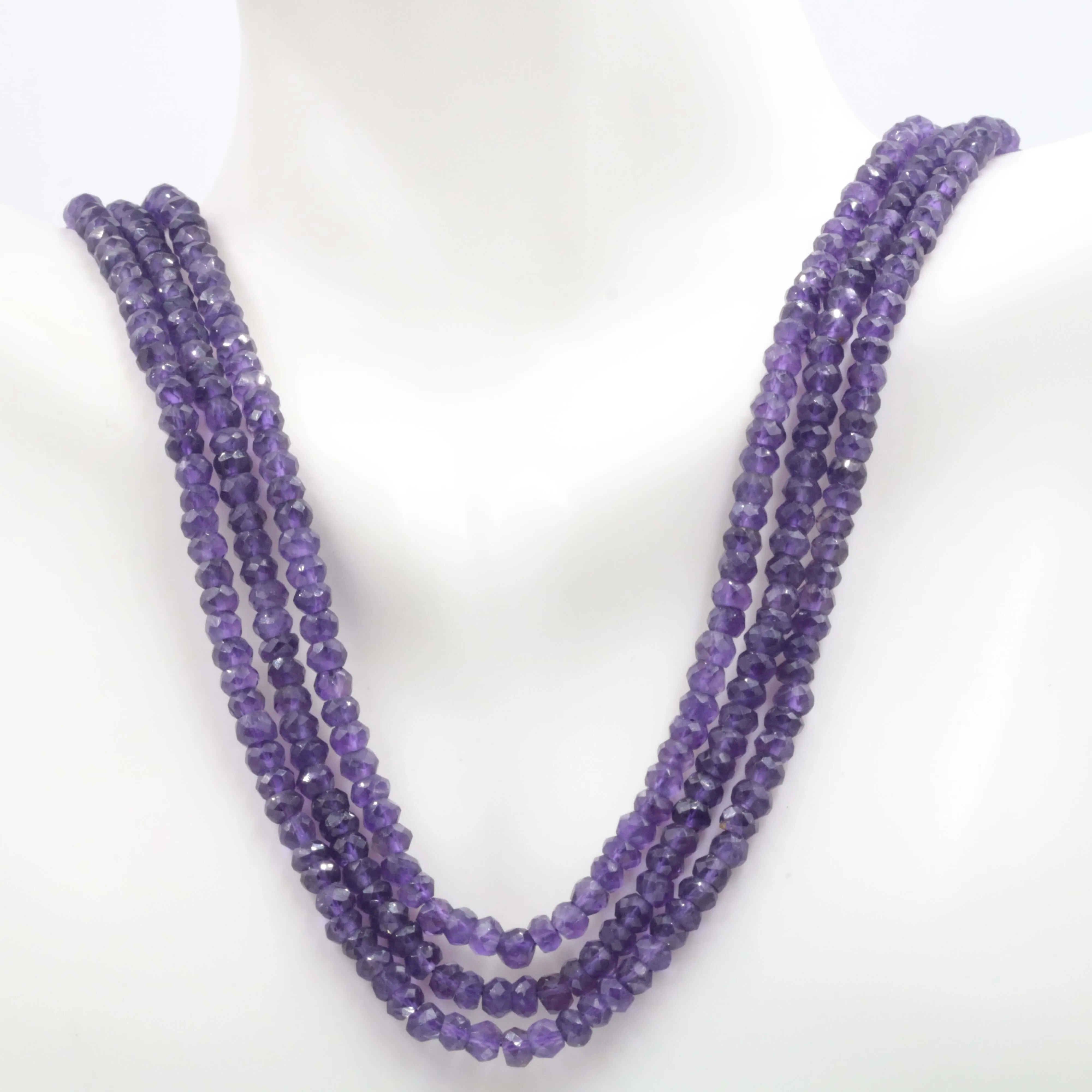 Natural African Amethyst Quartz Multi- Strand Faceted Bead Necklace Amethyst Necklace Necklace SKU 6142708 6142709
