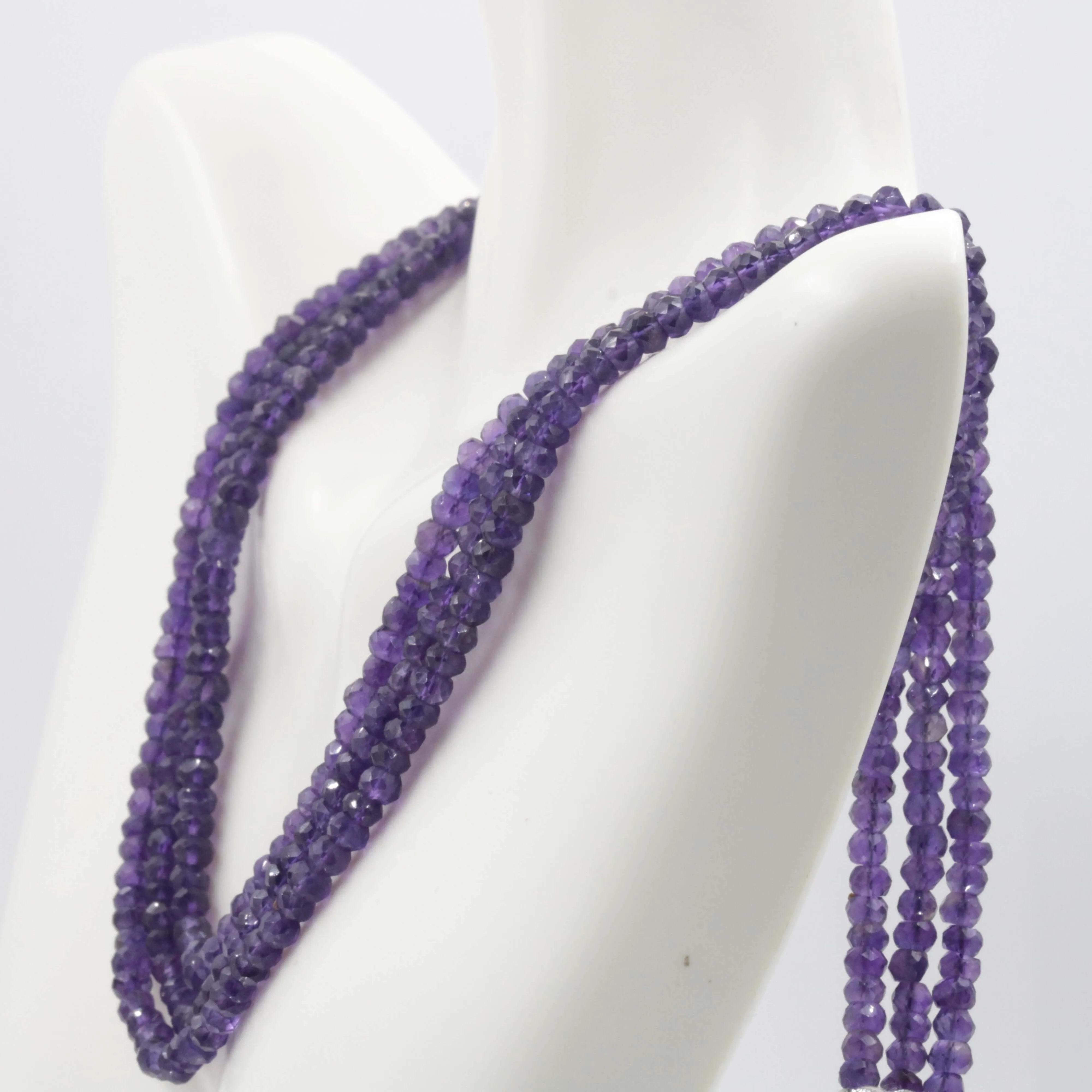 Natural African Amethyst Quartz Multi- Strand Faceted Bead Necklace Amethyst Necklace Necklace SKU 6142708 6142709