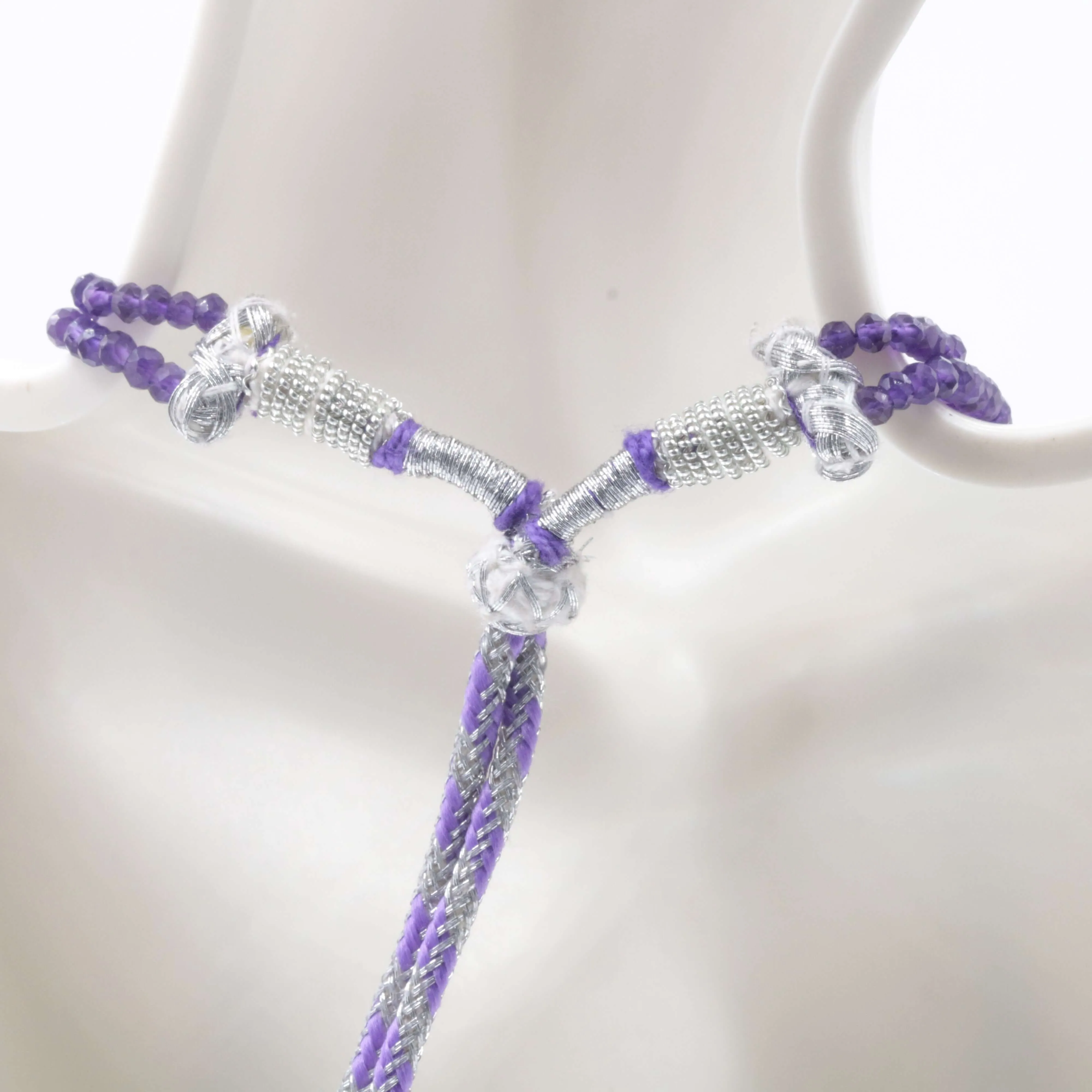 Natural African Amethyst Quartz Multi- Strand Faceted Bead Necklace Amethyst Necklace Necklace SKU 6142708 6142709