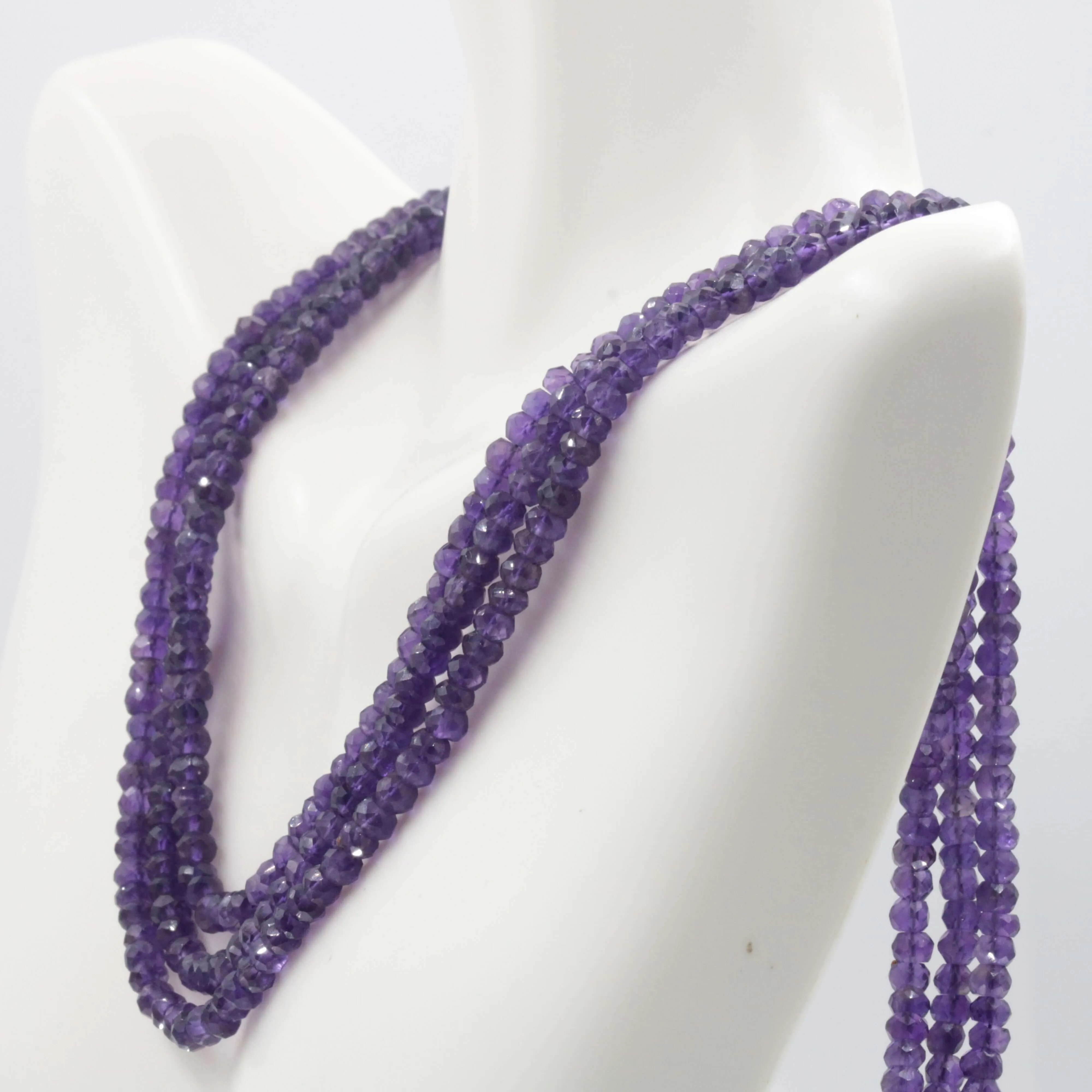 Natural African Amethyst Quartz Multi- Strand Faceted Bead Necklace Amethyst Necklace Necklace SKU 6142708 6142709