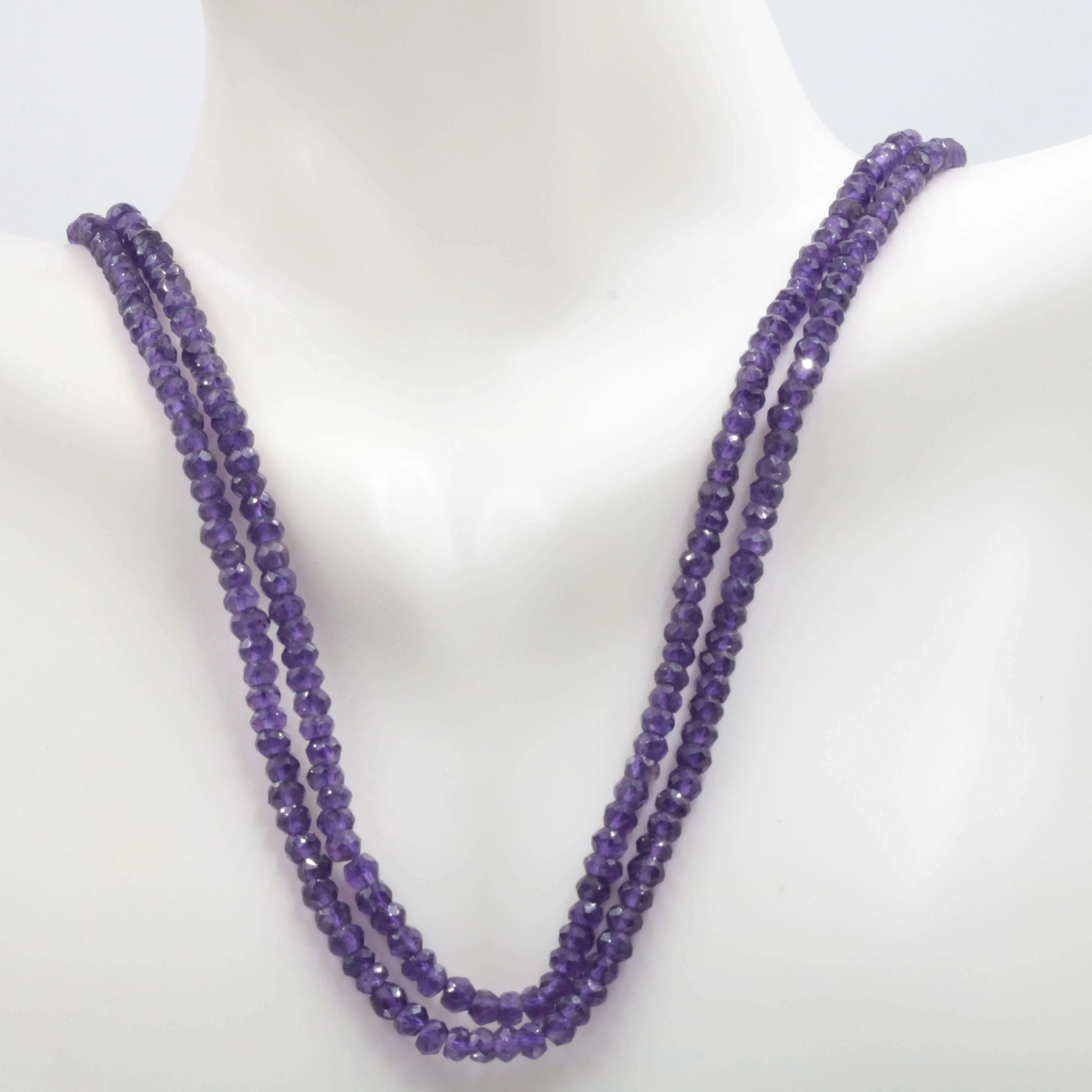 Natural African Amethyst Quartz Multi- Strand Faceted Bead Necklace Amethyst Necklace Necklace SKU 6142708 6142709