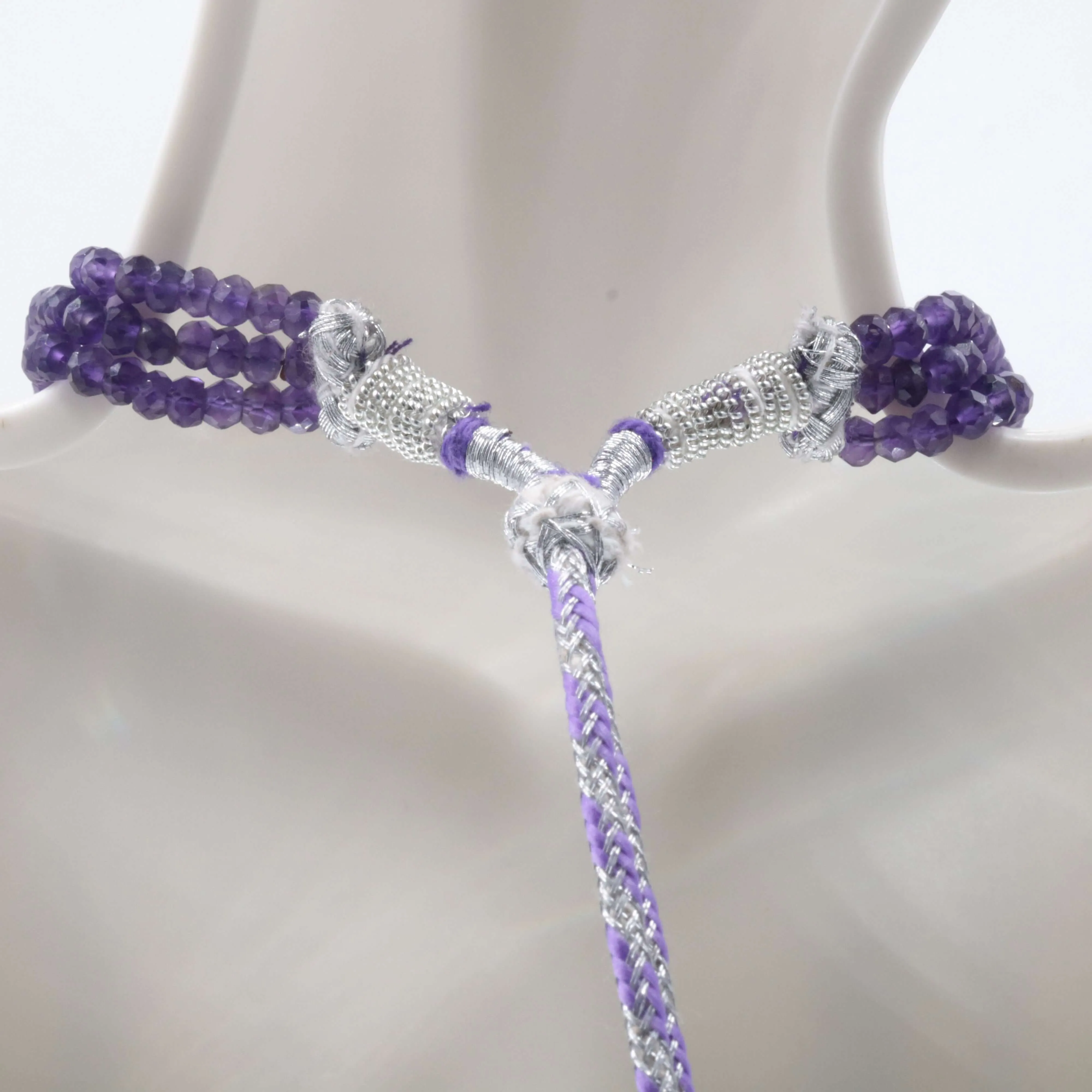 Natural African Amethyst Quartz Multi- Strand Faceted Bead Necklace Amethyst Necklace Necklace SKU 6142708 6142709