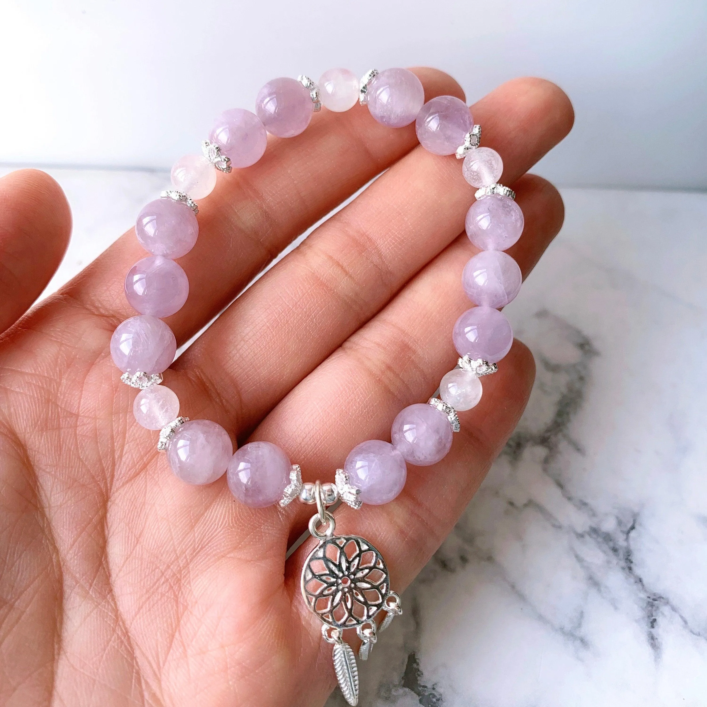 Natural Amethyst & Moonstone Flower Bracelet