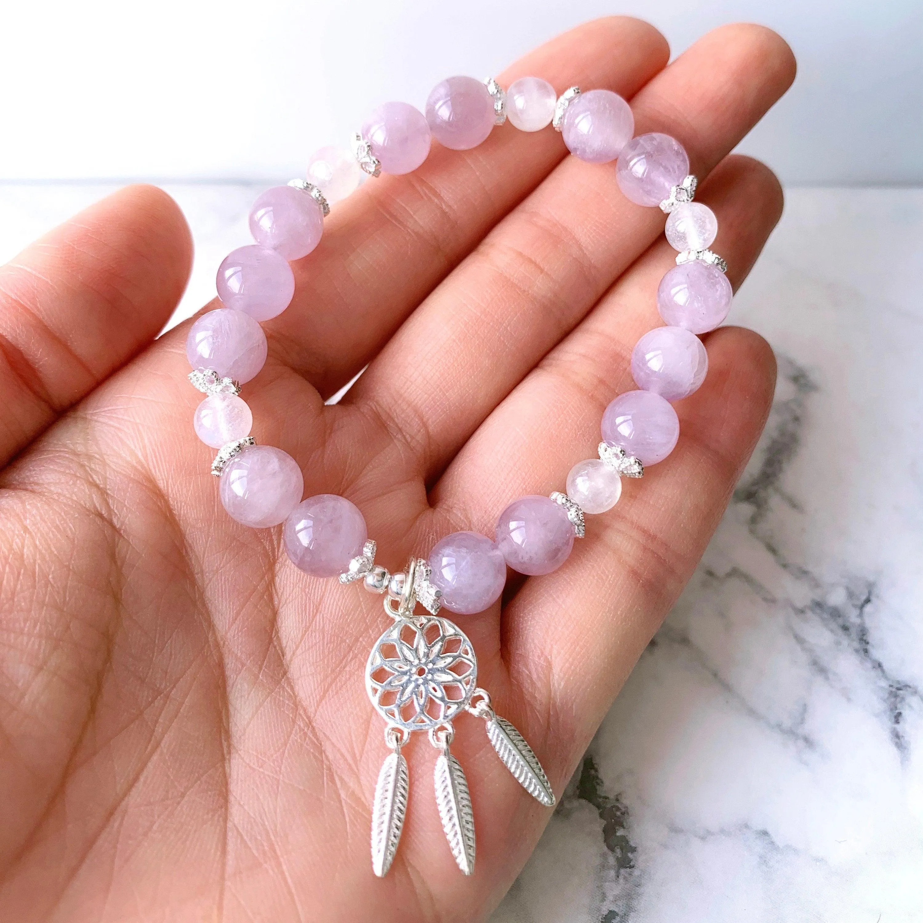 Natural Amethyst & Moonstone Flower Bracelet