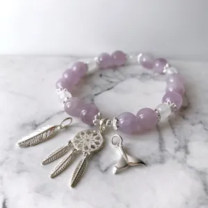 Natural Amethyst & Moonstone Flower Bracelet