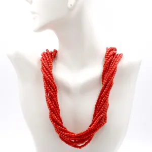 Natural Coral Necklace Beaded Gemstone Necklace Real Coral Gemstone Bead Multi Strand Necklace Layered Necklace Coral Necklace SKU: 6143368