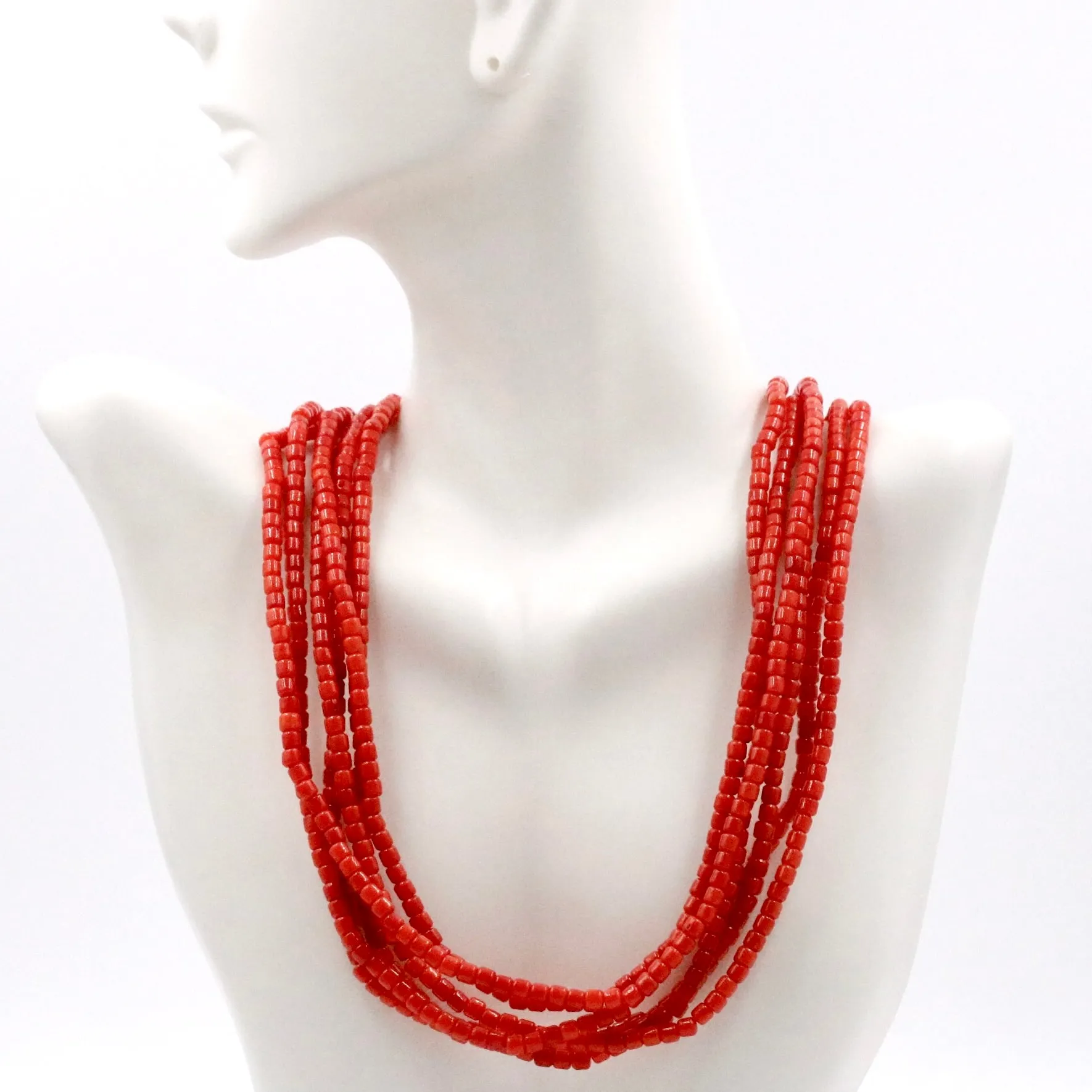 Natural Coral Necklace Beaded Gemstone Necklace Real Coral Gemstone Bead Multi Strand Necklace Layered Necklace Coral Necklace SKU: 6143368