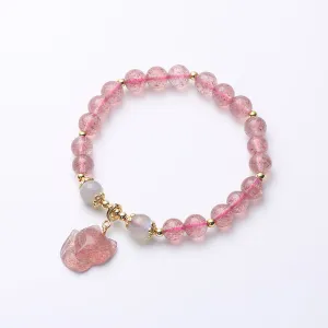 Natural Strawberry Crystal Moonstone Universal Buckle Fox Bracelet
