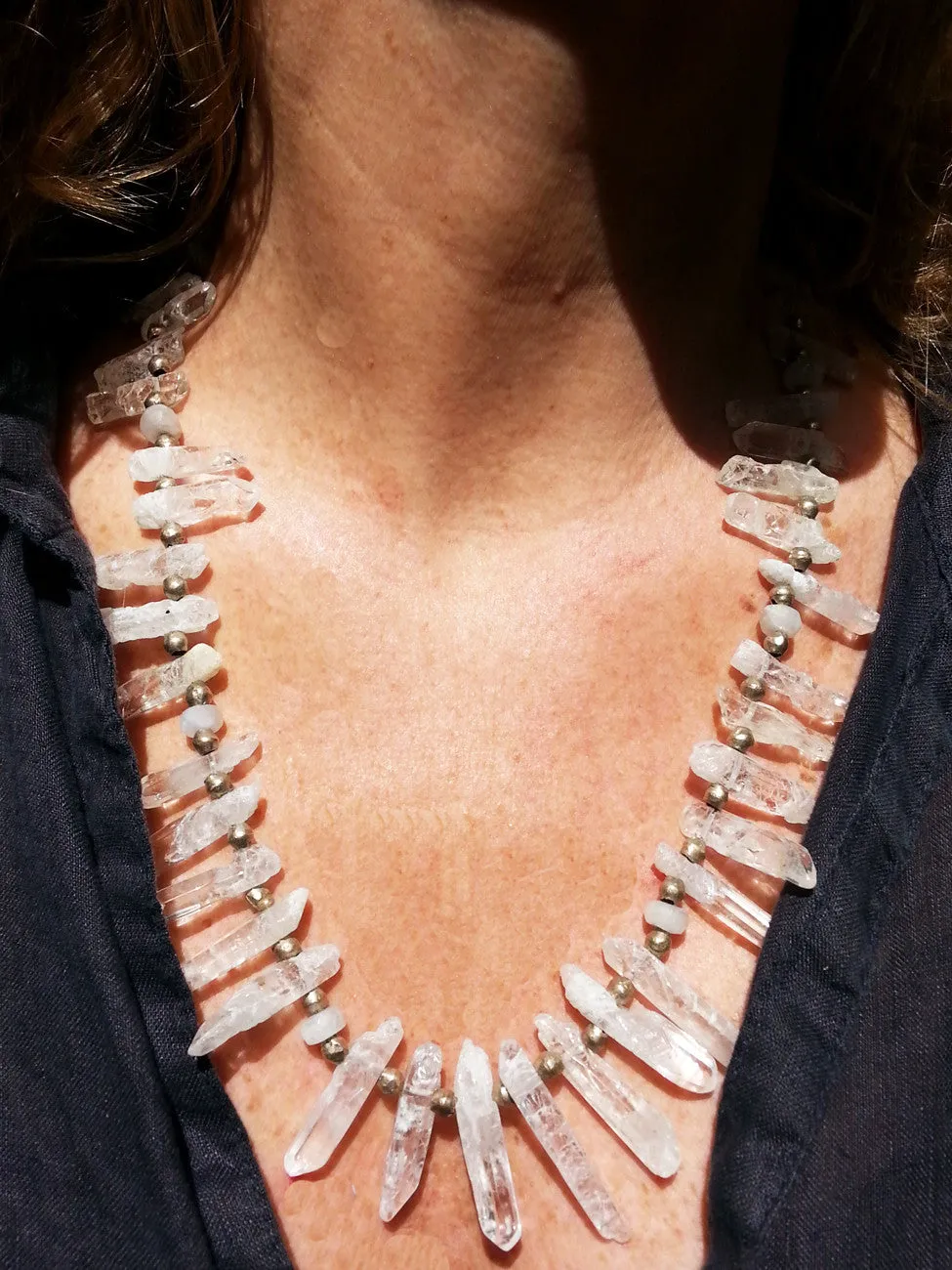 Necklace Quartz And Sterling Silver Icicle II