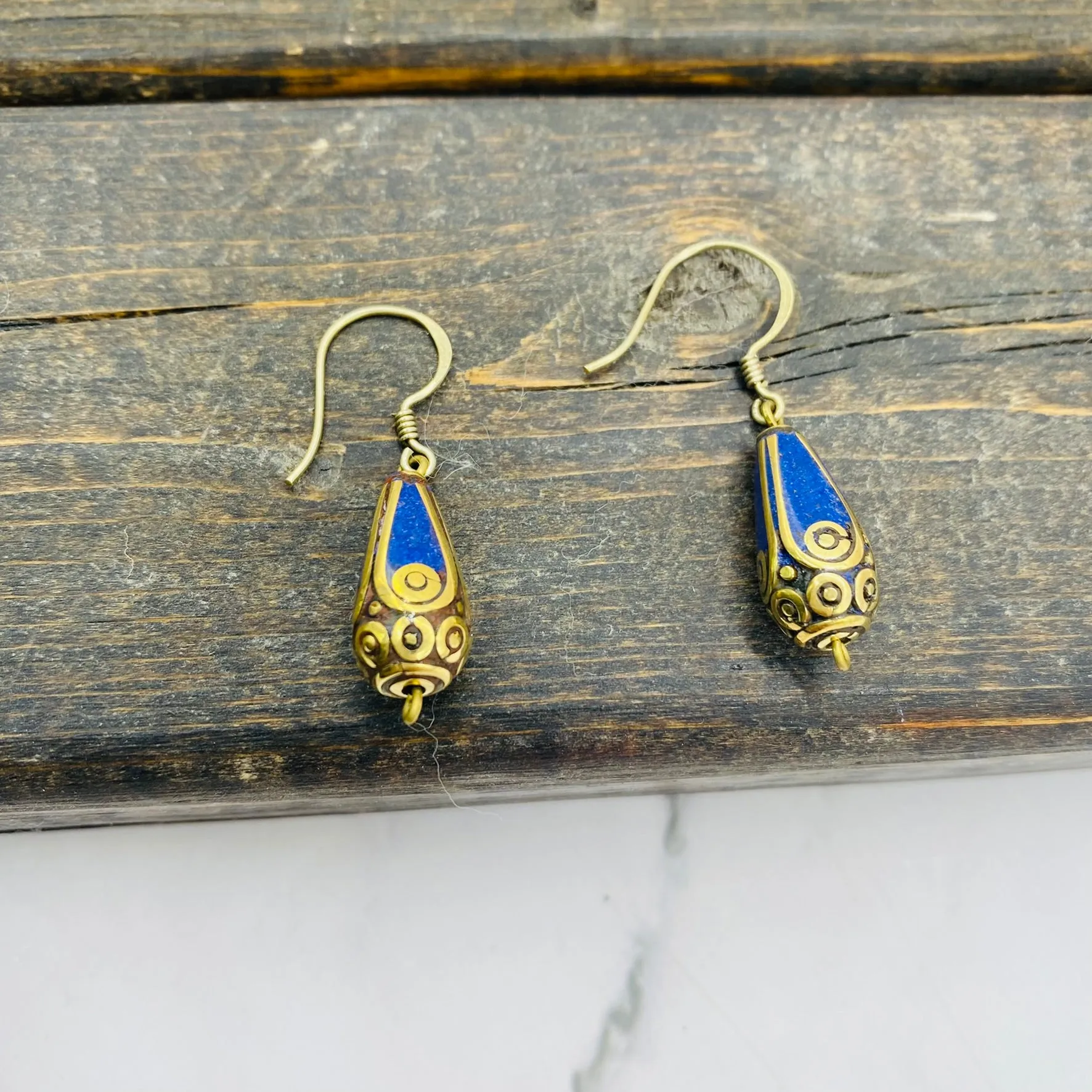 Nepali Turquoise and Coral Earring/ Tear Shaped/Simple Gemstone Earring/Simple Earring/Small Dangle Earring/Boho/Hippie Jewelry