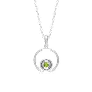 Open Circle Solitaire Peridot Pendant Necklace