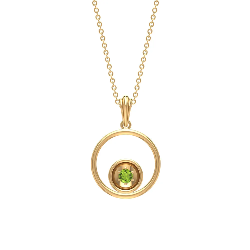 Open Circle Solitaire Peridot Pendant Necklace