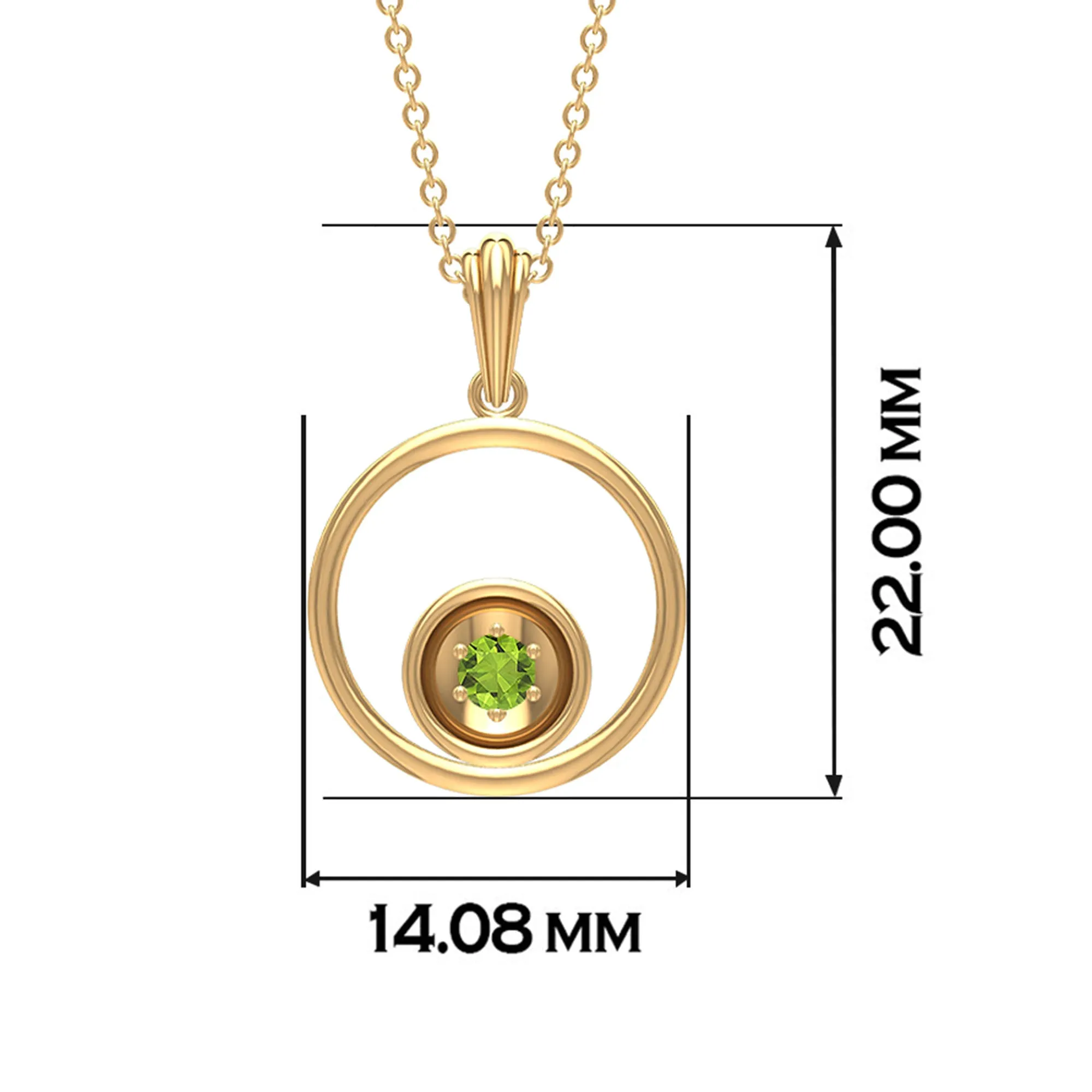 Open Circle Solitaire Peridot Pendant Necklace