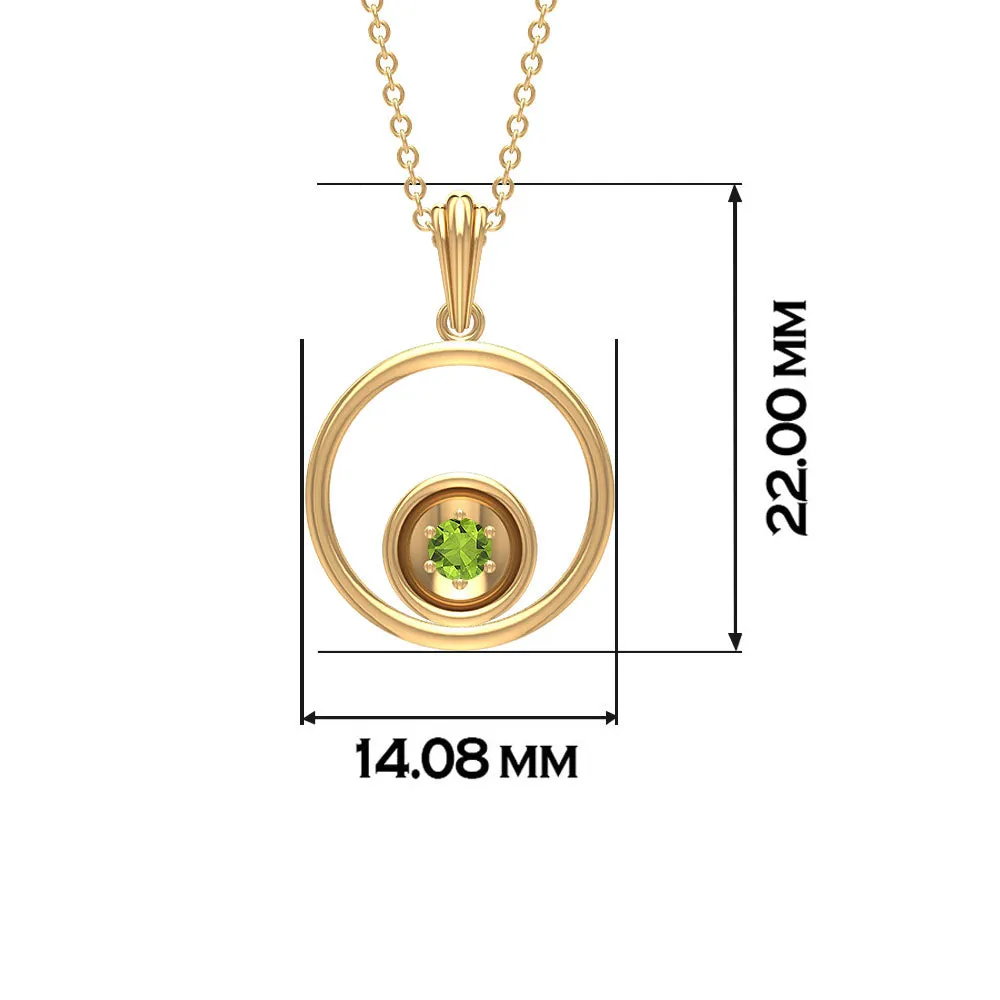Open Circle Solitaire Peridot Pendant Necklace