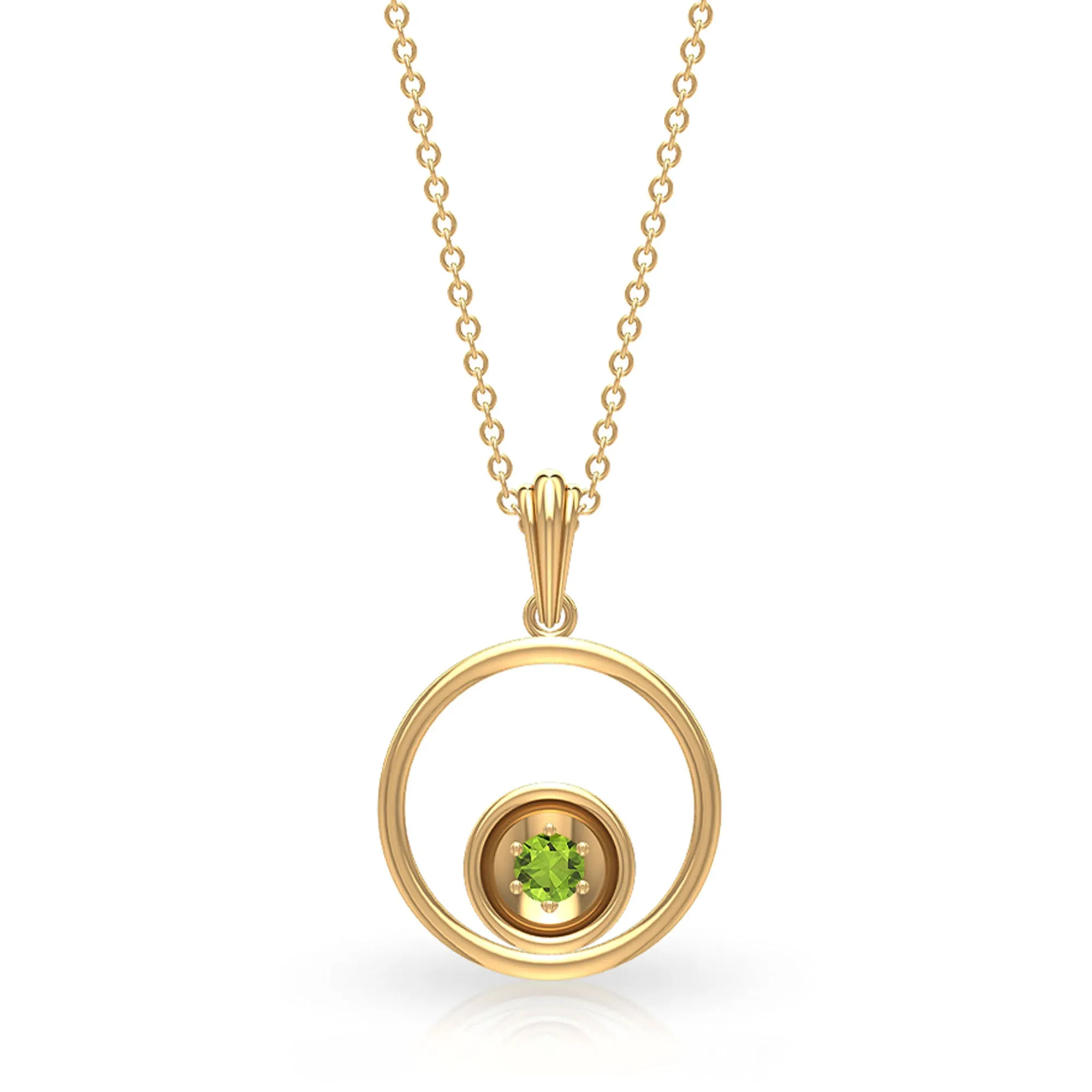 Open Circle Solitaire Peridot Pendant Necklace