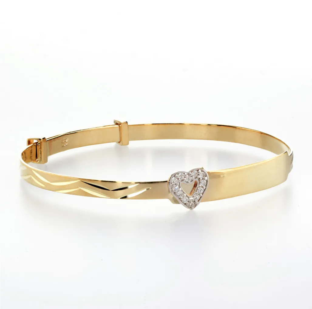 Open Heart Gold Engravable Baby Bangle