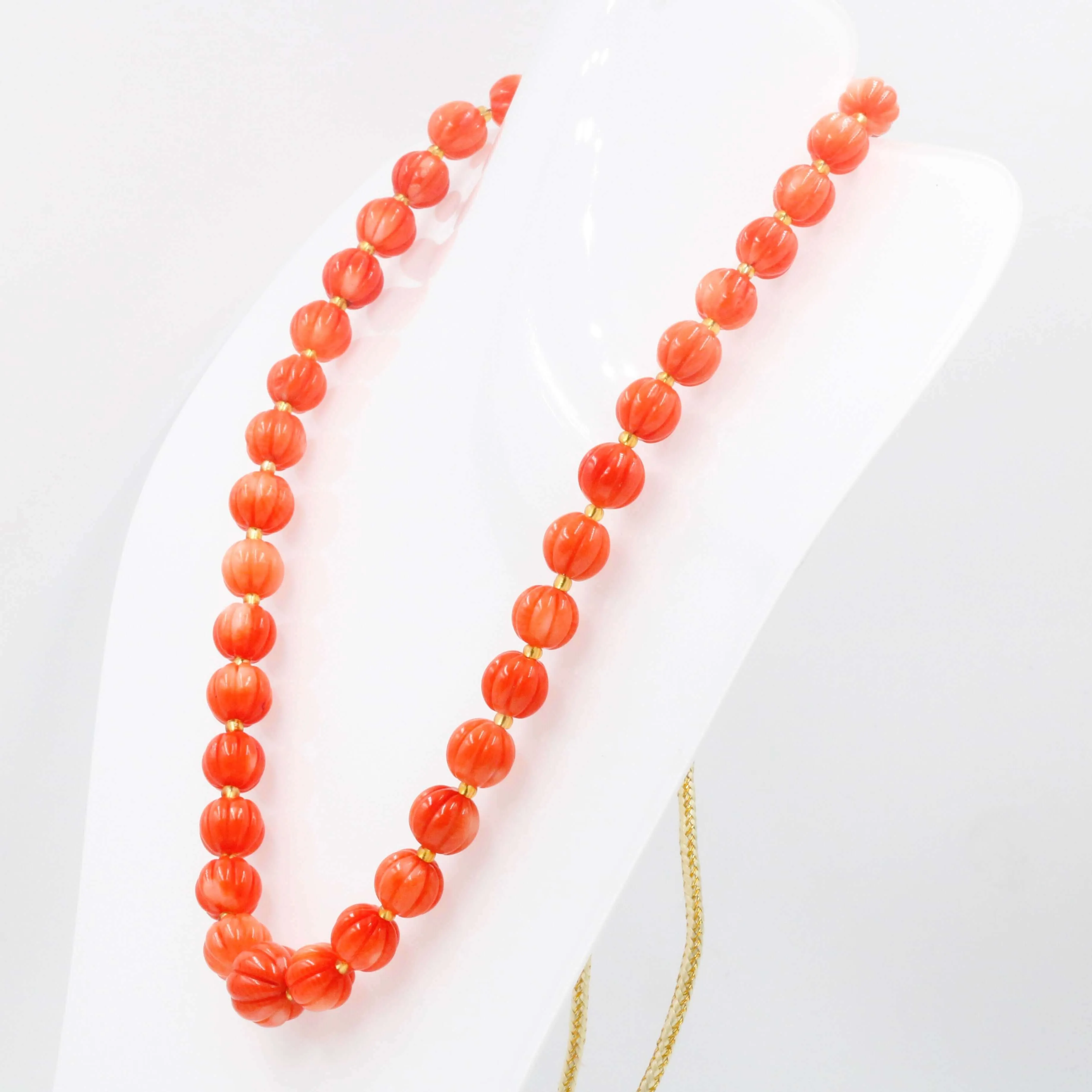 Orange Pumpkin Coral Necklace Beaded Necklace Gemstone Necklace Orange Necklace Long Necklace Indian Necklace Sarafa Necklace SKU: 6143079