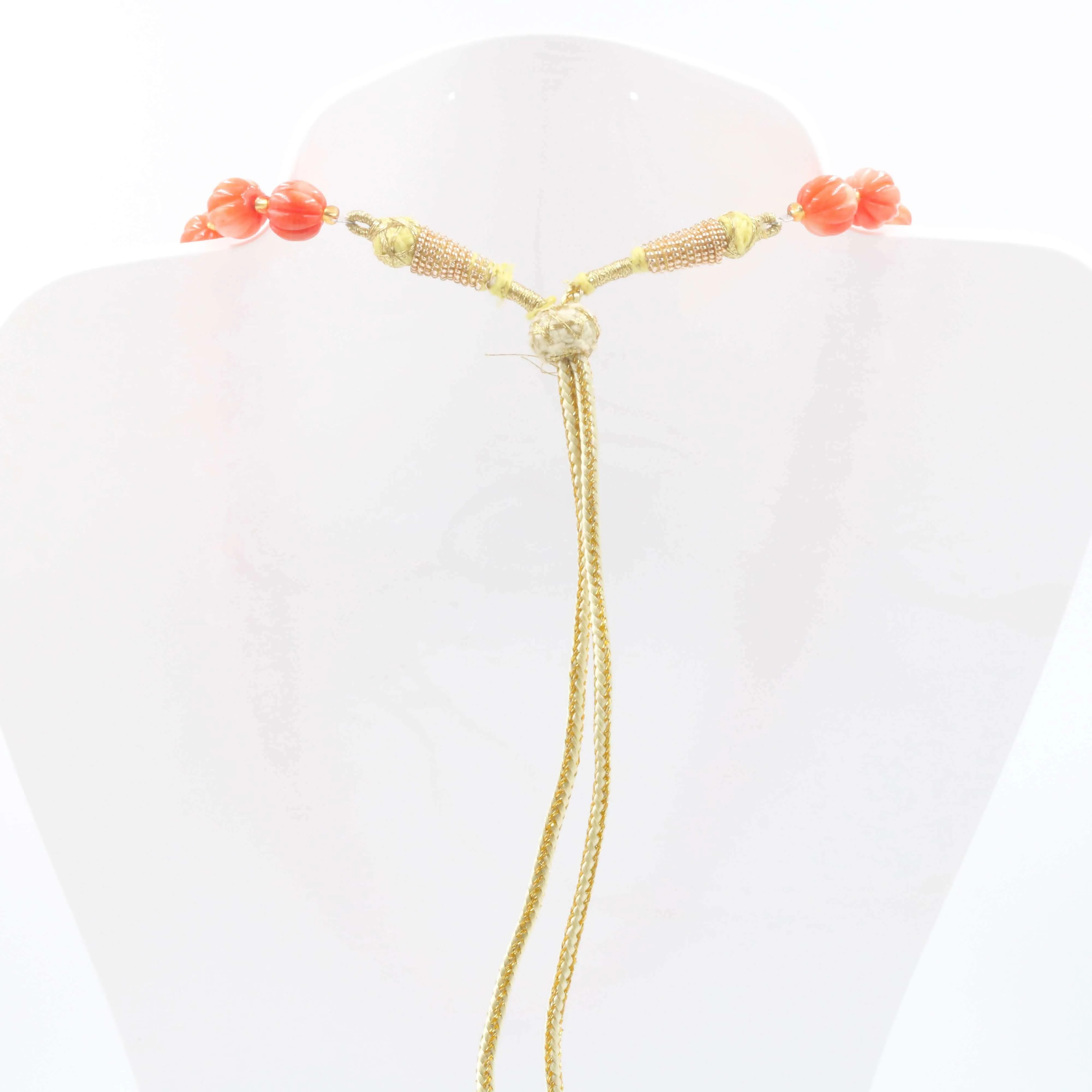 Orange Pumpkin Coral Necklace Beaded Necklace Gemstone Necklace Orange Necklace Long Necklace Indian Necklace Sarafa Necklace SKU: 6143079