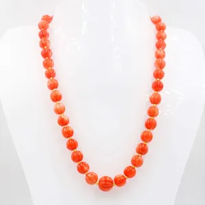 Orange Pumpkin Coral Necklace Beaded Necklace Gemstone Necklace Orange Necklace Long Necklace Indian Necklace Sarafa Necklace SKU: 6143079
