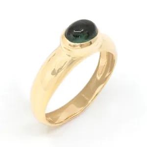 Oval Cabochon Green Tourmaline Ring