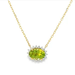 Oval Necklace in Diamond and Peridot