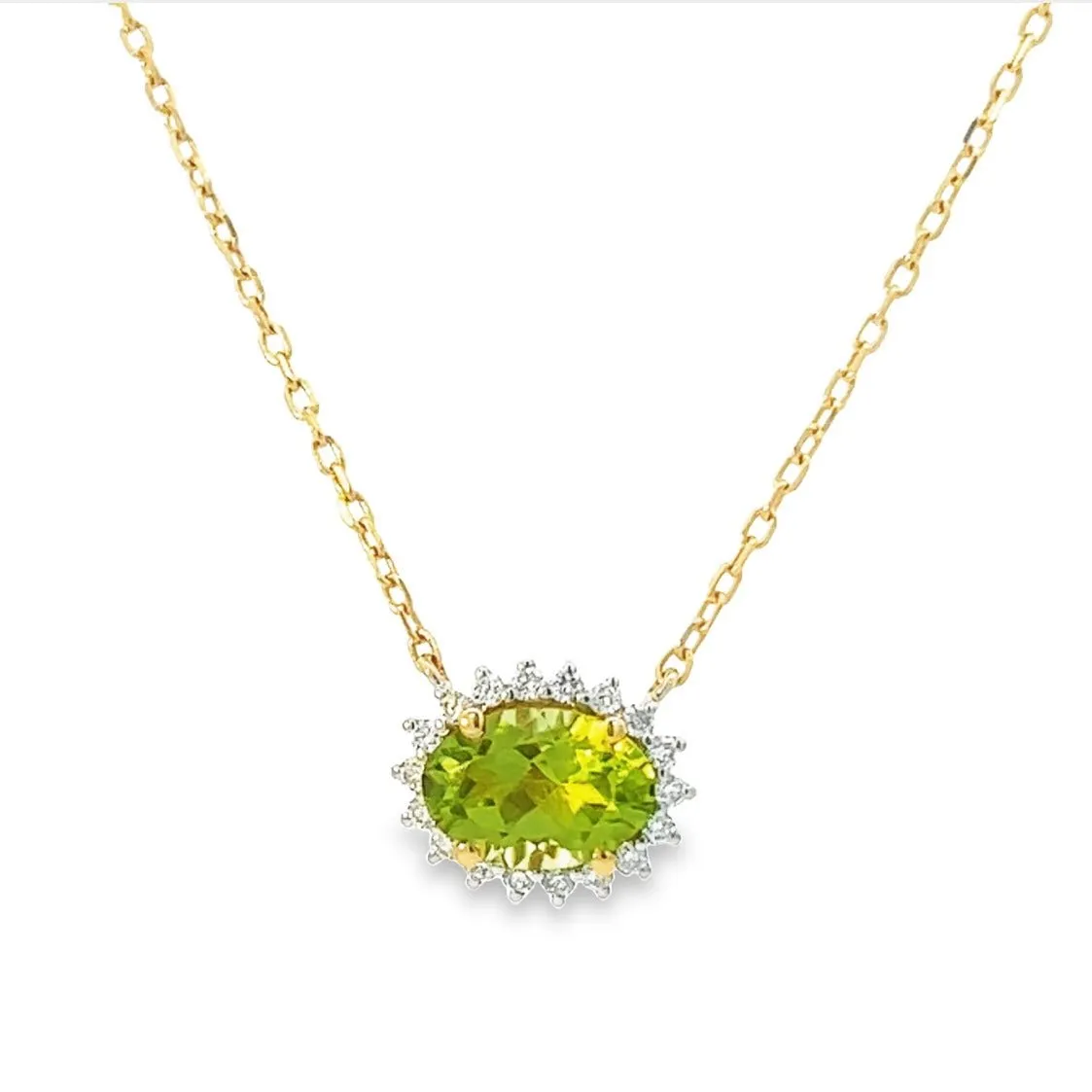 Oval Necklace in Diamond and Peridot