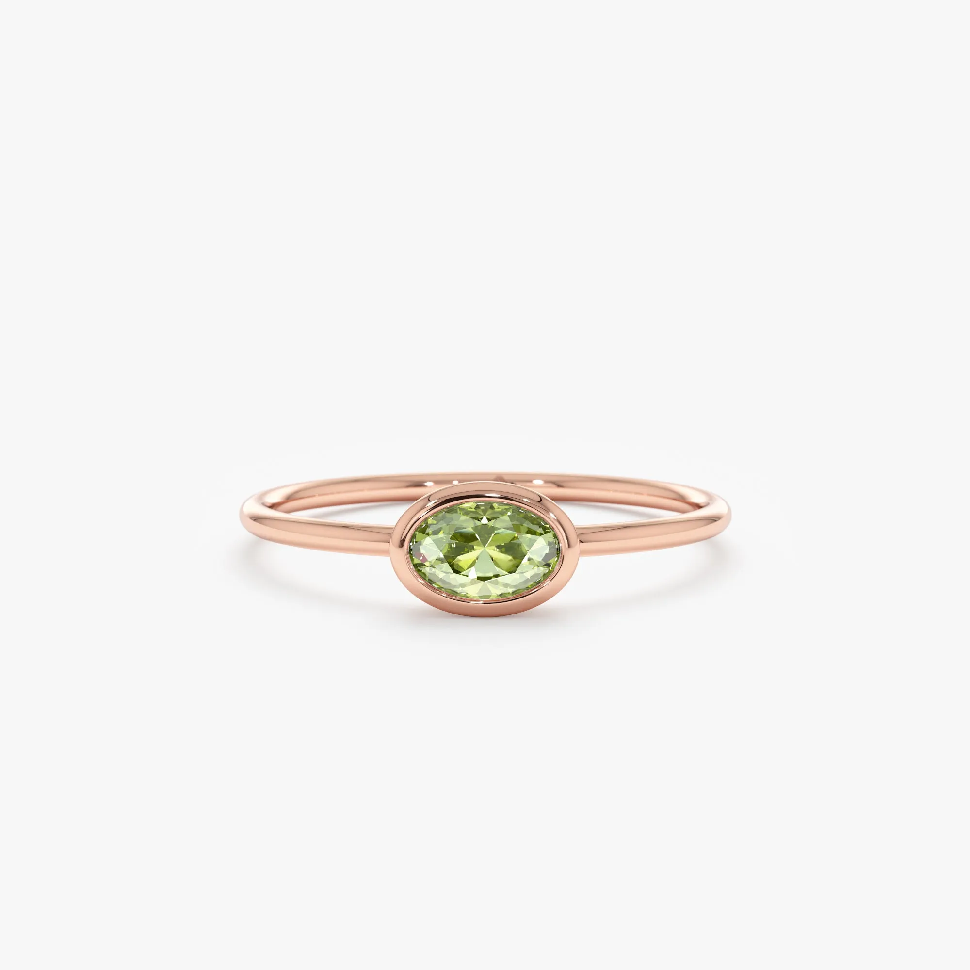 Oval Peridot Ring In Solid Gold, Linda