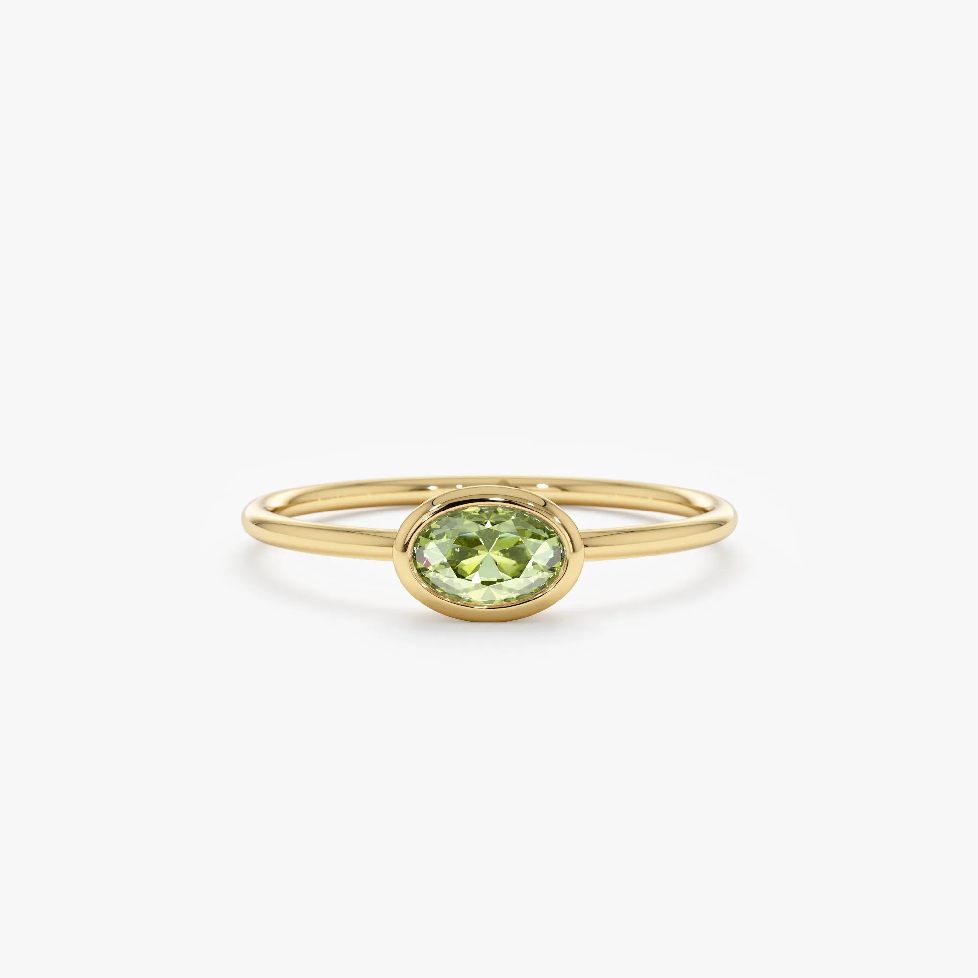 Oval Peridot Ring In Solid Gold, Linda