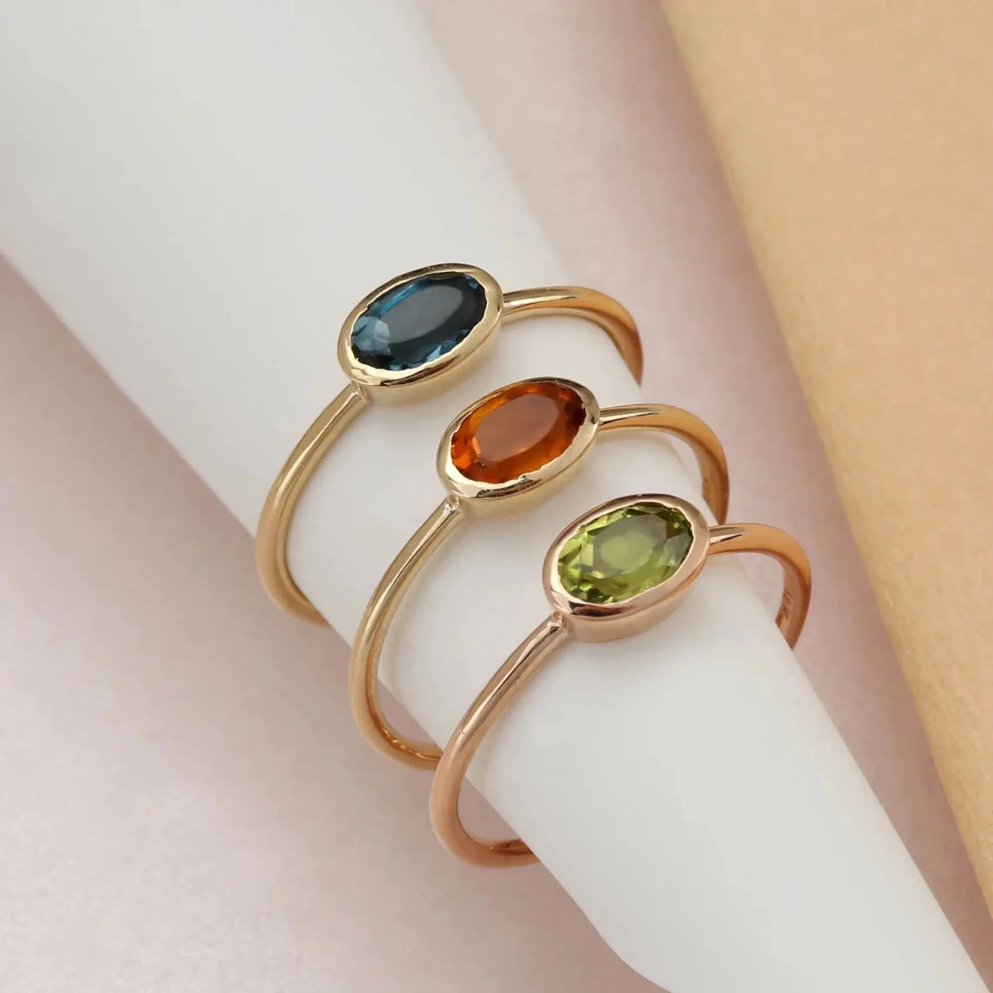 Oval Peridot Ring In Solid Gold, Linda