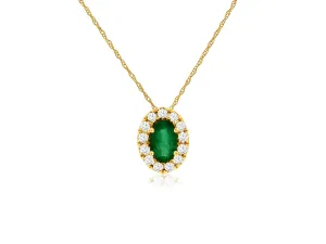 Oval Shaped Emerald & Diamond Necklace
