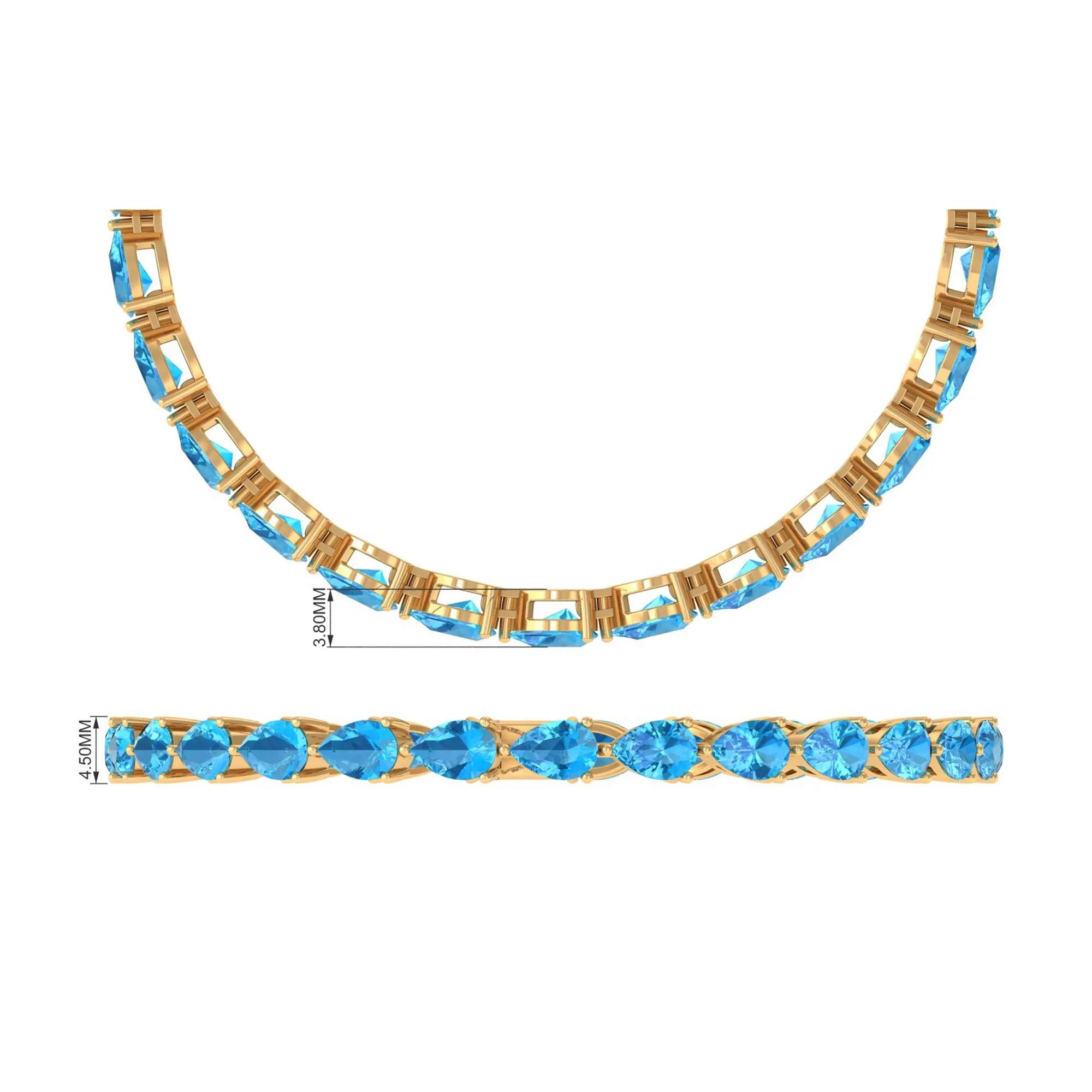 Pear Cut Swiss Blue Topaz East West Tennis Bracelet