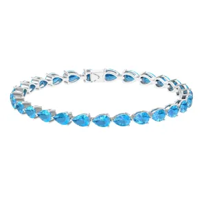 Pear Cut Swiss Blue Topaz East West Tennis Bracelet