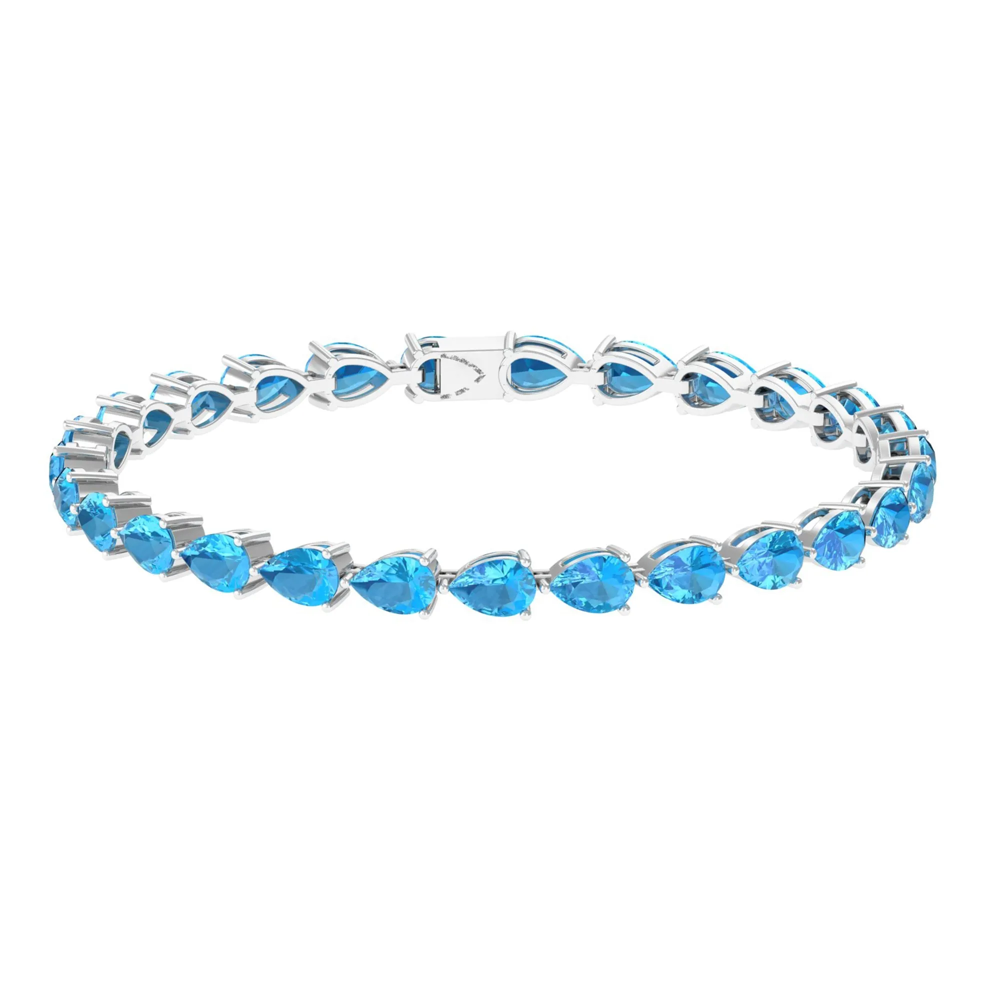 Pear Cut Swiss Blue Topaz East West Tennis Bracelet