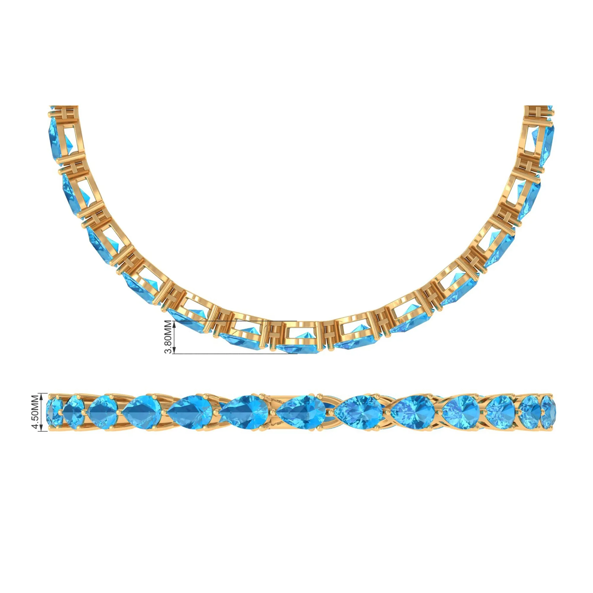 Pear Cut Swiss Blue Topaz East West Tennis Bracelet