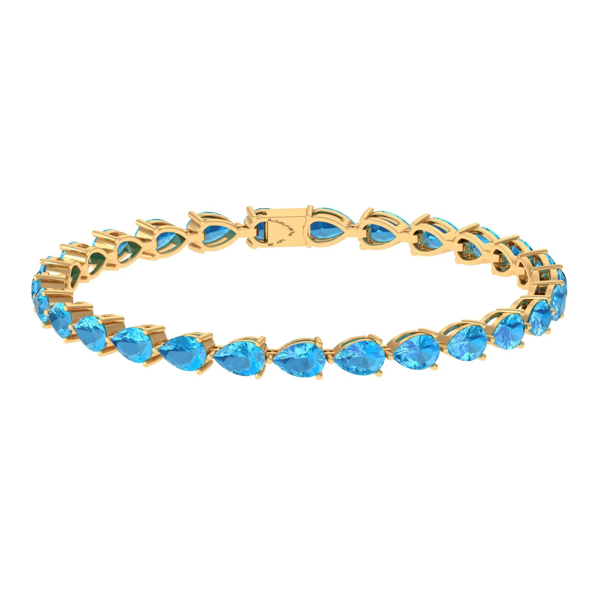 Pear Cut Swiss Blue Topaz East West Tennis Bracelet