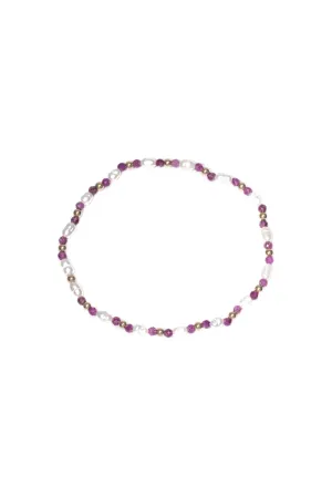 Pearl & Ruby Stretch Bracelet By GA