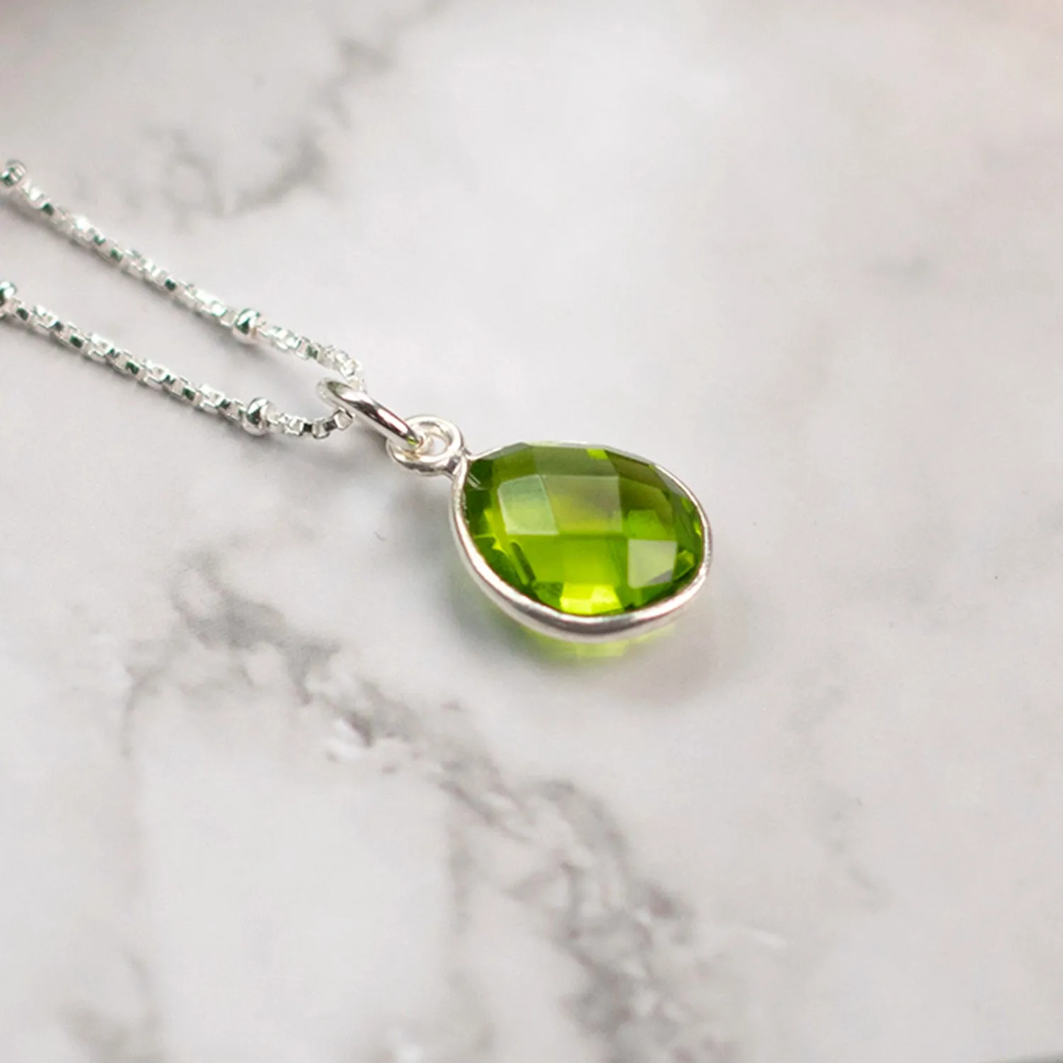 Peridot Charm Necklace | Silver | August