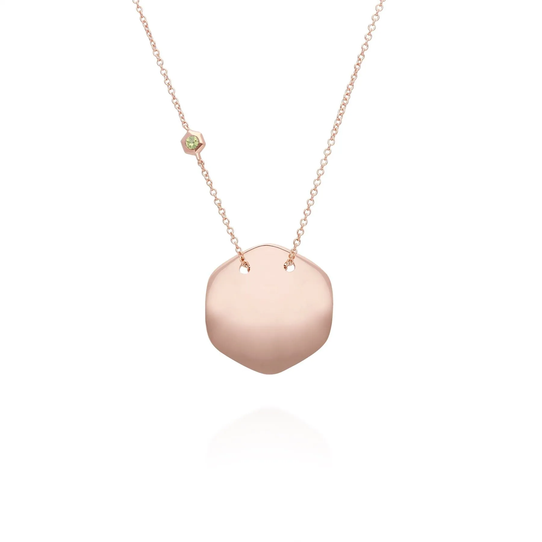 Peridot Gravur Halskette in Rose Vergoldetem Sterling Silber