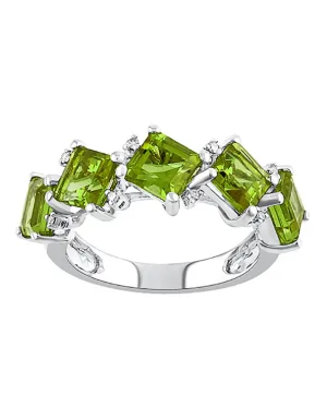 Peridot Ring - 10ct White Gold Peridot and Diamond Ring - 786378