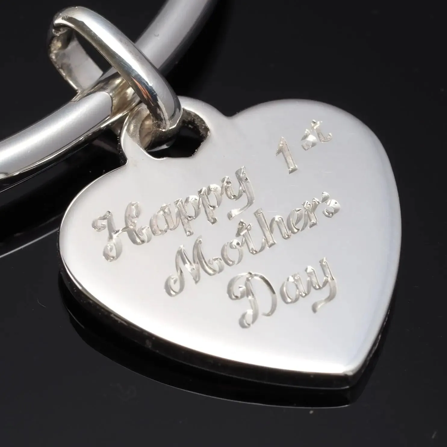 Personalised Sterling Silver Ladies ID Torque Bangle Hand Engraved on Heart or Bangle