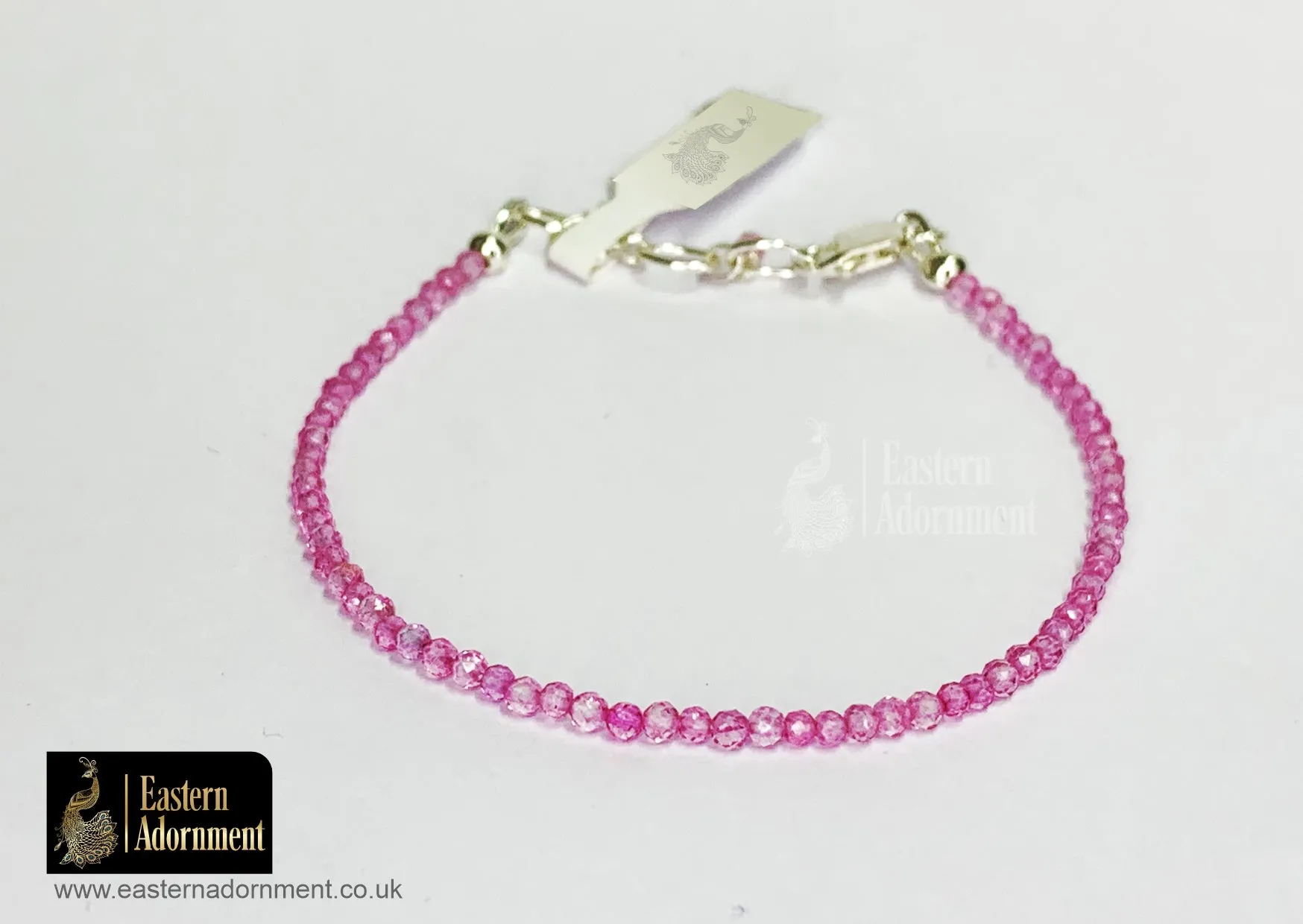 Pink Topaz Micro Cut Bead Bracelet