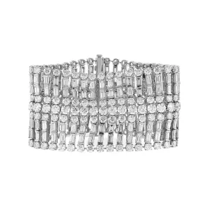 Platinum Diamond Wide Flexible Bracelet