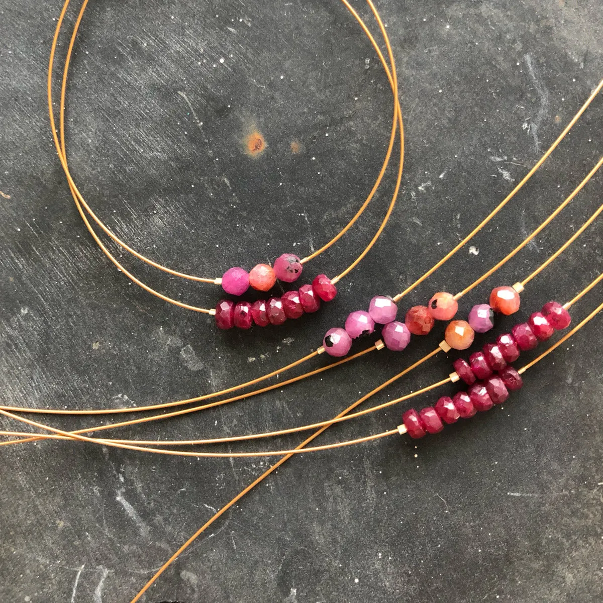 "Tomboy" Multi-Color Ruby Gemstone Minimalist Bracelet