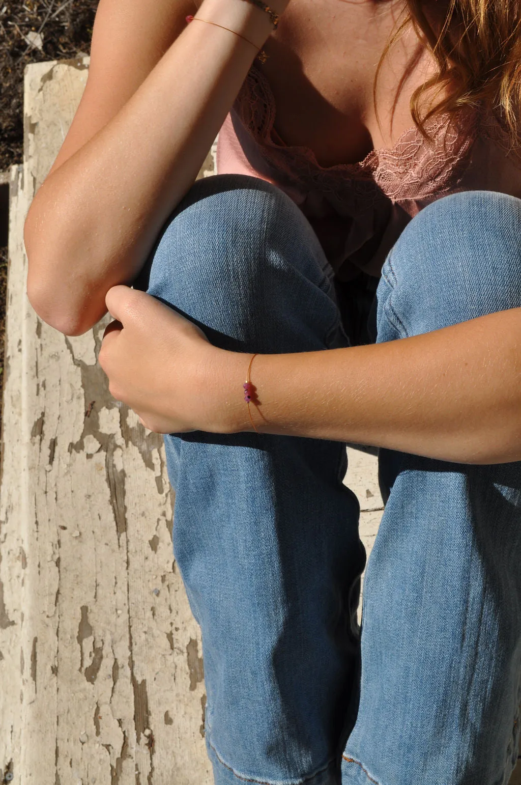 "Tomboy" Multi-Color Ruby Gemstone Minimalist Bracelet
