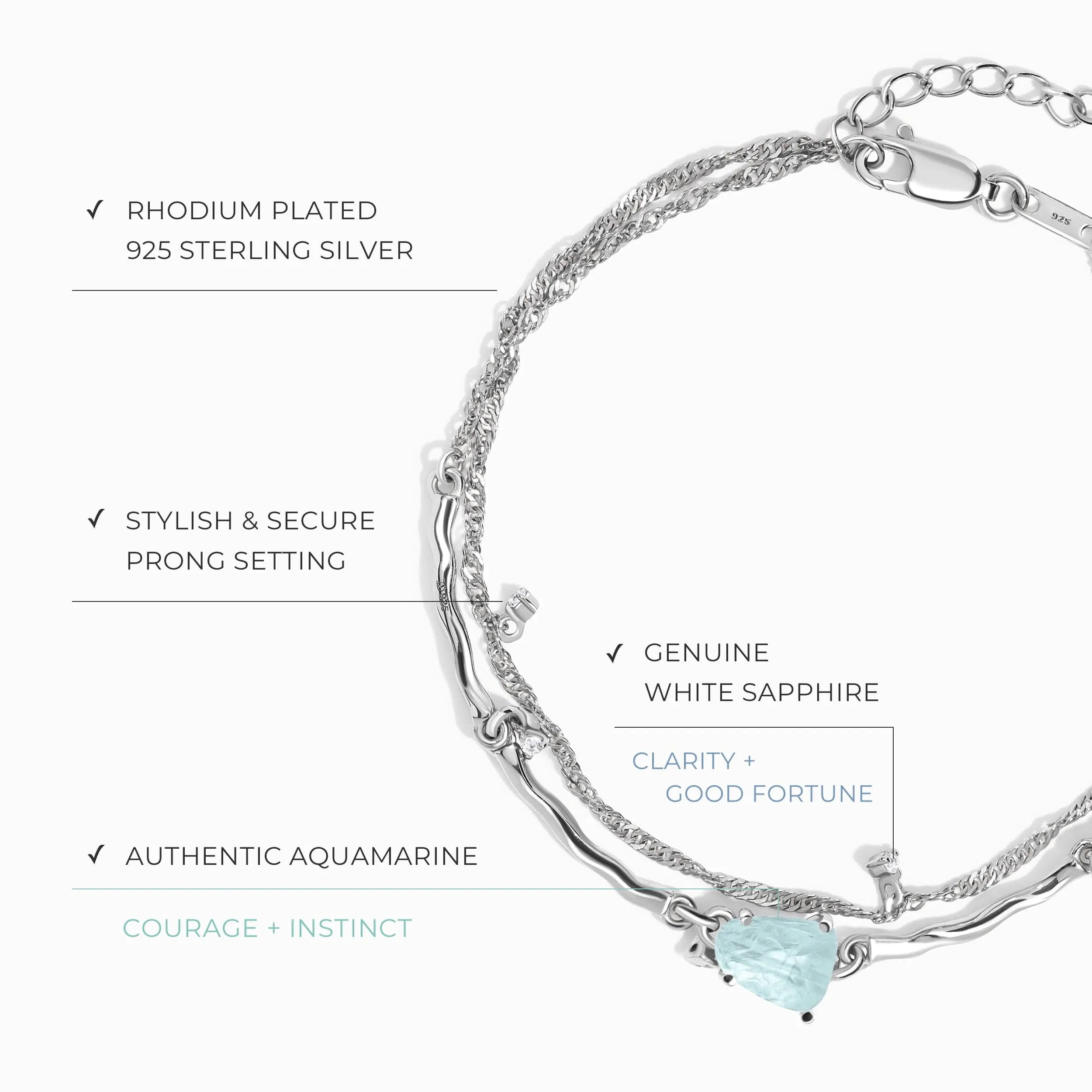 Raw Crystal Bracelet - Flow Aquamarine