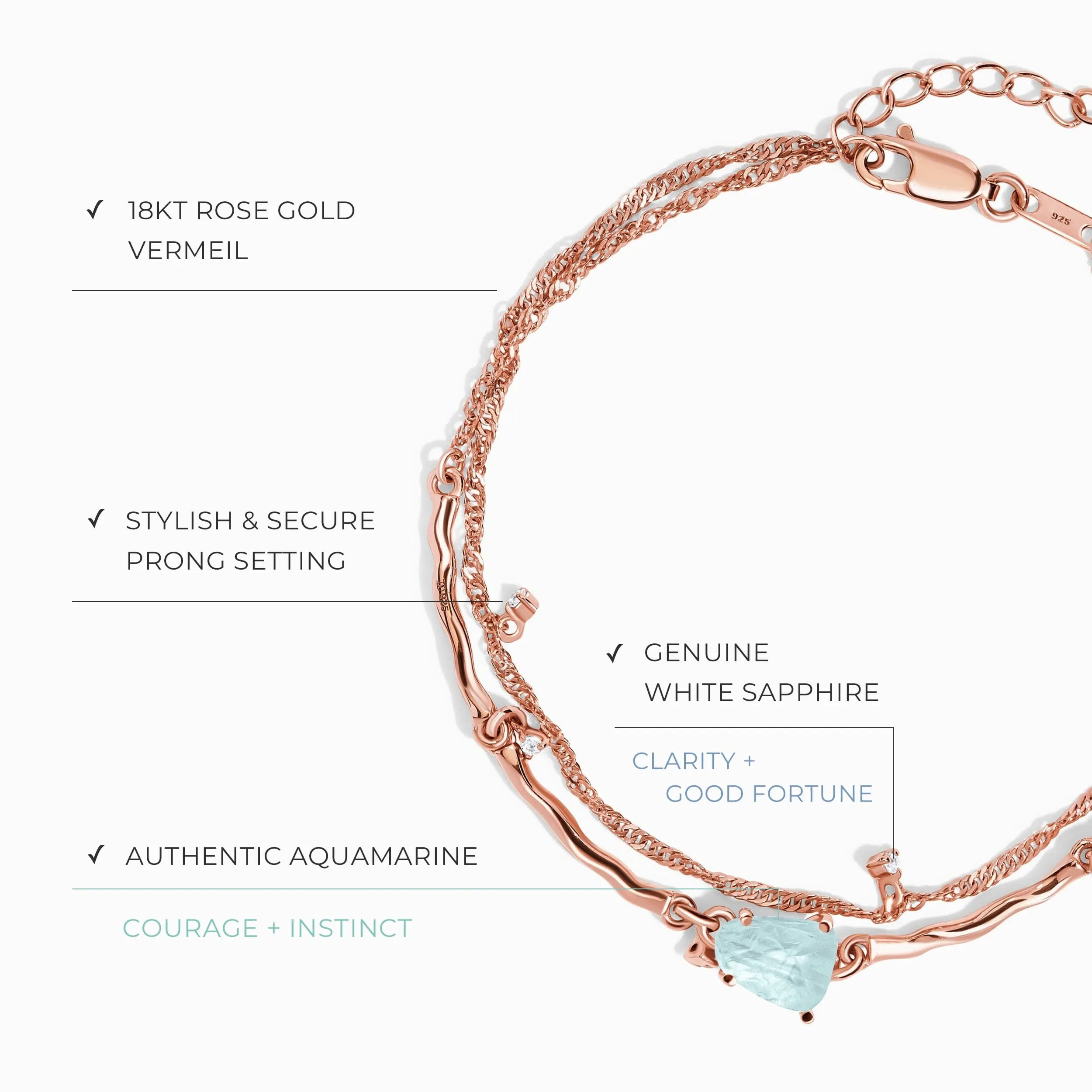 Raw Crystal Bracelet - Flow Aquamarine